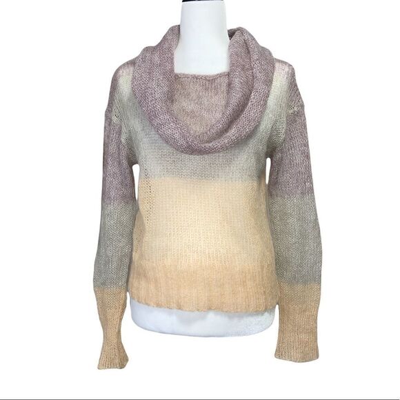 ANTHROPOLOGIE Knitted & Knotted Mohair Color Block Cowl Neck Knitted Sweater - Picture 1 of 7